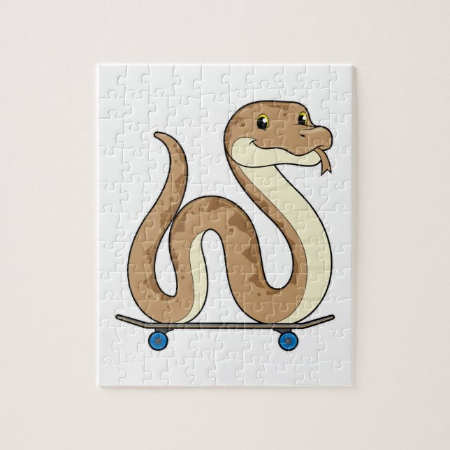 Snake as Skater with Skateboard Jigsaw Puzzle (Vertical)