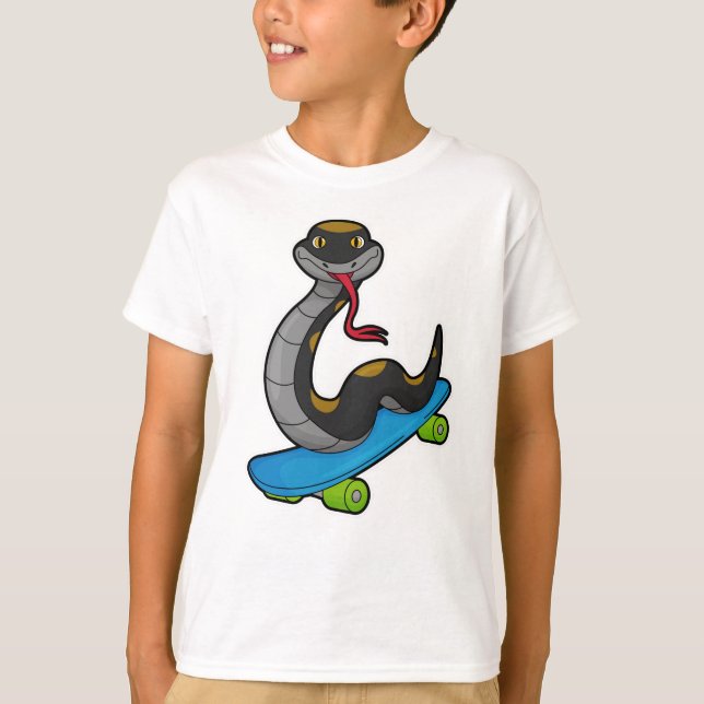 Snake as Skater with Skateboard T-Shirt (Front)