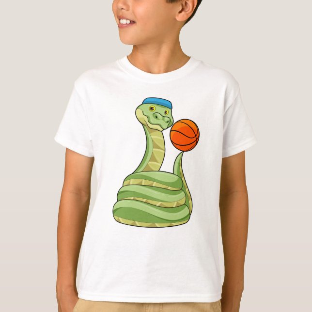 Snake at Basketball Sports T-Shirt (Front)