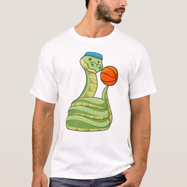 Snake at Basketball Sports T-Shirt (Front)