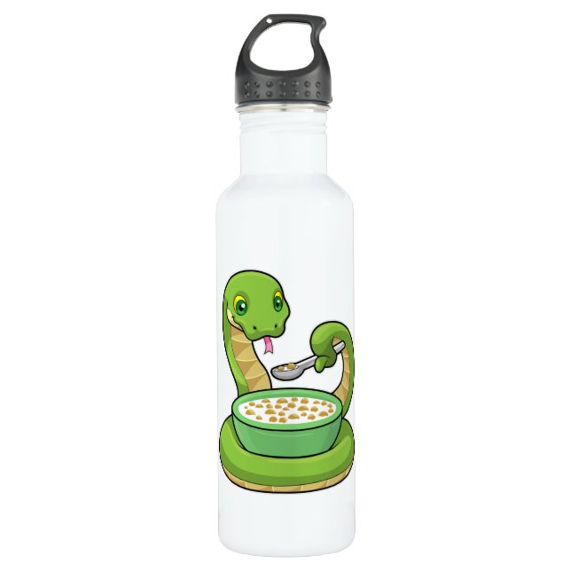 Snake at Eating with Muesli 710 Ml Water Bottle (Front)