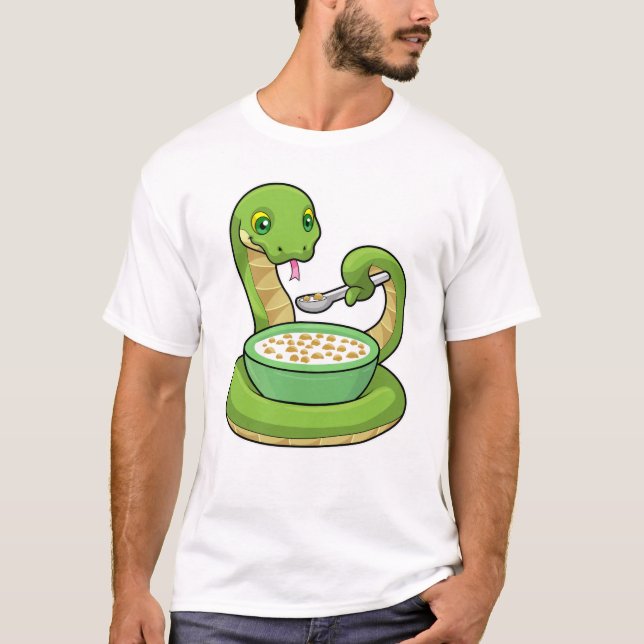 Snake at Eating with Muesli T-Shirt (Front)