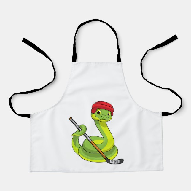 Snake at Ice hockey with Ice hockey stick Apron (Front)