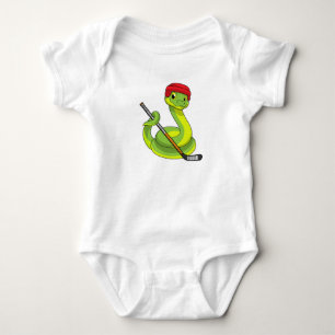 Snake at Ice hockey with Ice hockey stick Baby Bodysuit