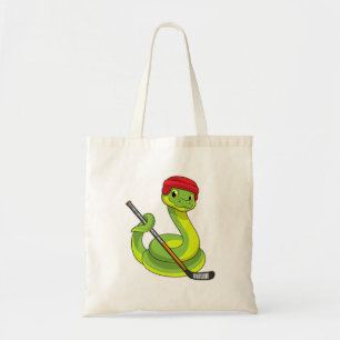Snake at Ice hockey with Ice hockey stick Tote Bag