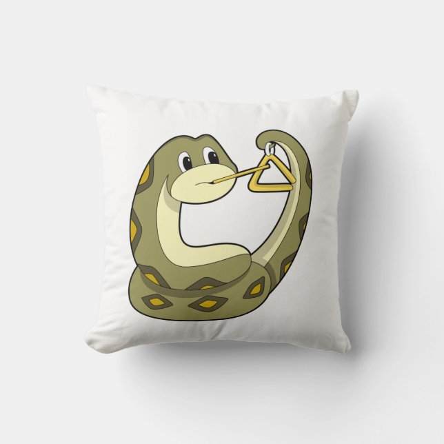 Snake at Music with Triangle.PNG Throw Pillow (Front)