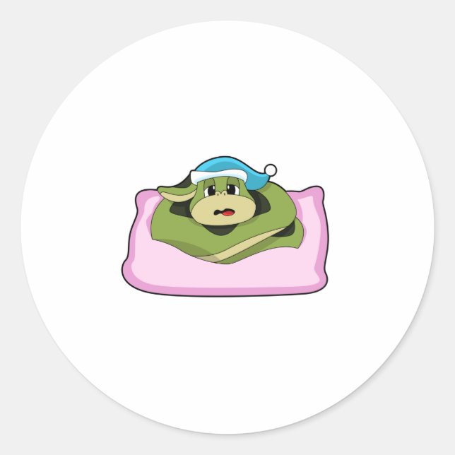 Snake at Sleeping with Nightcap Classic Round Sticker (Front)