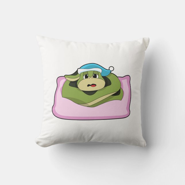 Snake at Sleeping with Nightcap Throw Pillow (Front)