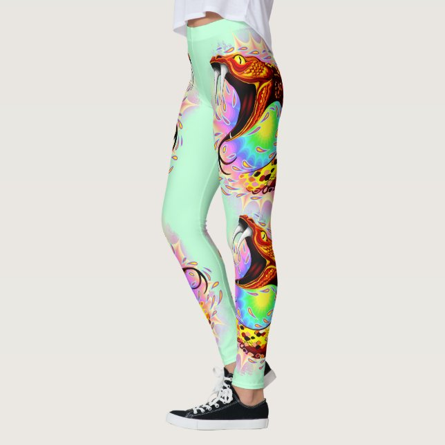 Snake Attack Psychedelic Surreal Art Leggings (Left)