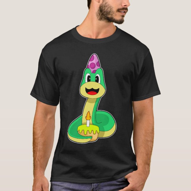 Snake Birthday Candle Cake T-Shirt (Front)