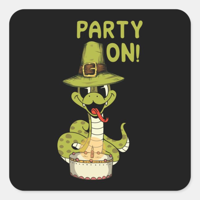 Snake Birthday Party Square Sticker (Front)