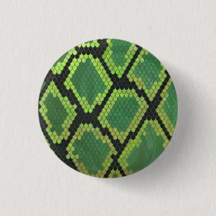 Snake Black and Green Print 1 Inch Round Button