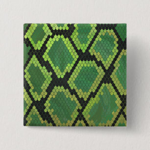 Snake Black and Green Print 2 Inch Square Button