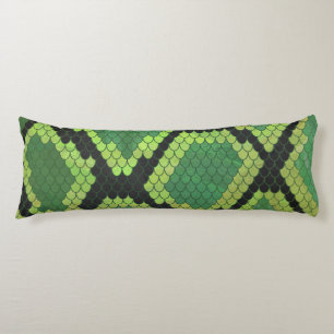 Snake Black and Green Print Body Pillow