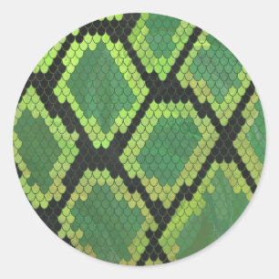 Snake Black and Green Print Classic Round Sticker