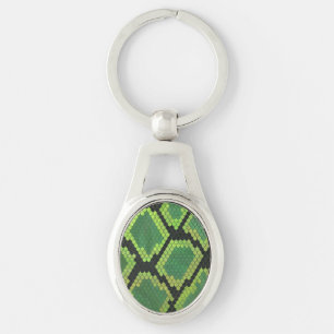 Snake Black and Green Print Keychain