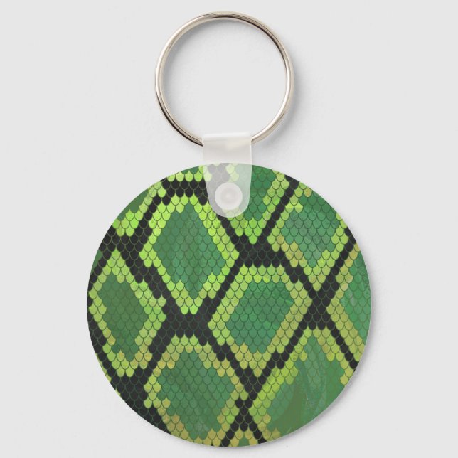 Snake Black and Green Print Keychain (Front)