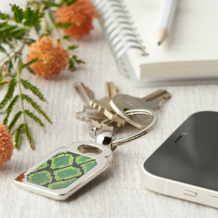 Snake Black and Green Print Keychain