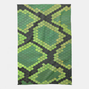 Snake Black and Green Print Kitchen Towel