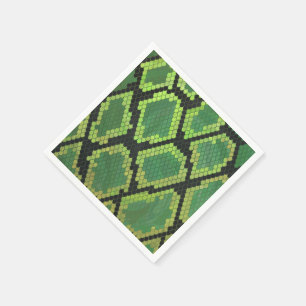Snake Black and Green Print Napkin