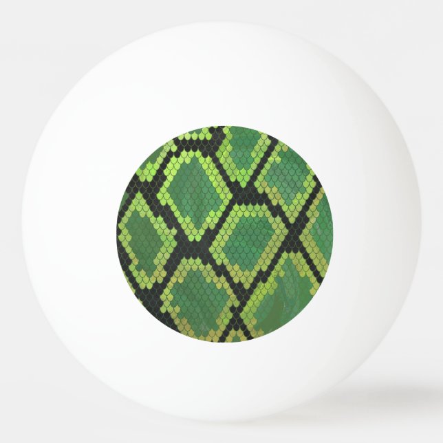 Snake Black and Green Print Ping Pong Ball (Front)