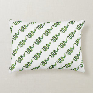 Snake Black and Green Print Silhouette Accent Pillow
