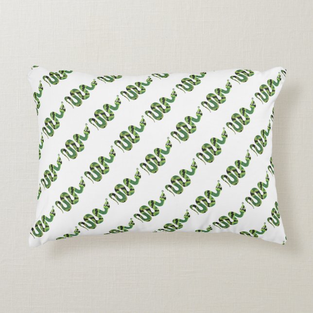 Snake Black and Green Print Silhouette Accent Pillow (Front)
