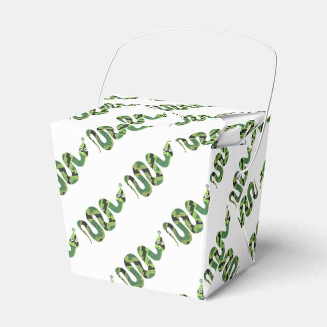Snake Black and Green Print Silhouette Favor Box (Front Side)