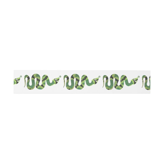 Snake Black and Green Print Silhouette Invitation Belly Band (Flat)