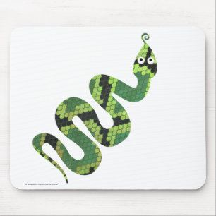 Snake Black and Green Print Silhouette Mouse Pad