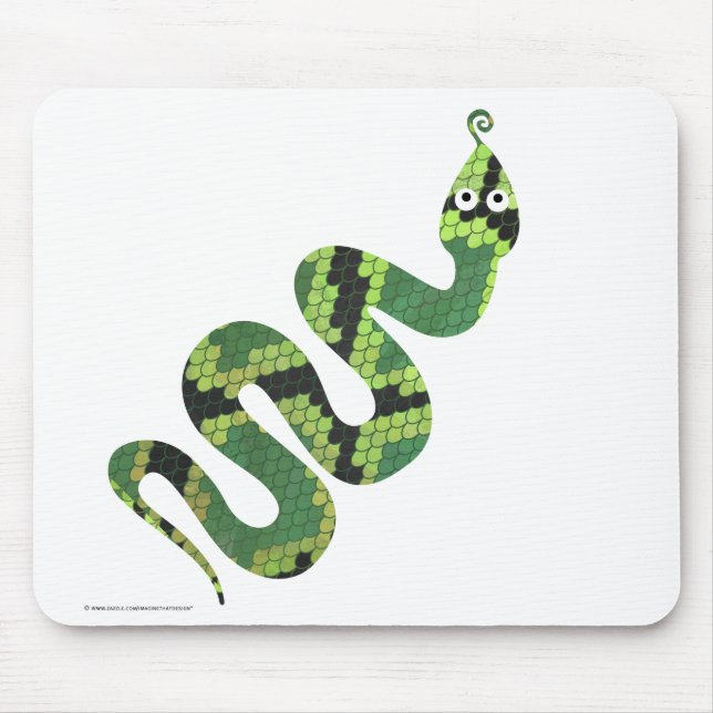 Snake Black and Green Print Silhouette Mouse Pad (Front)