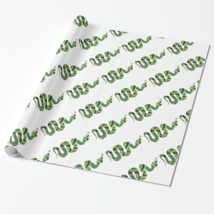 Snake Black and Green Print Silhouette Wrapping Paper