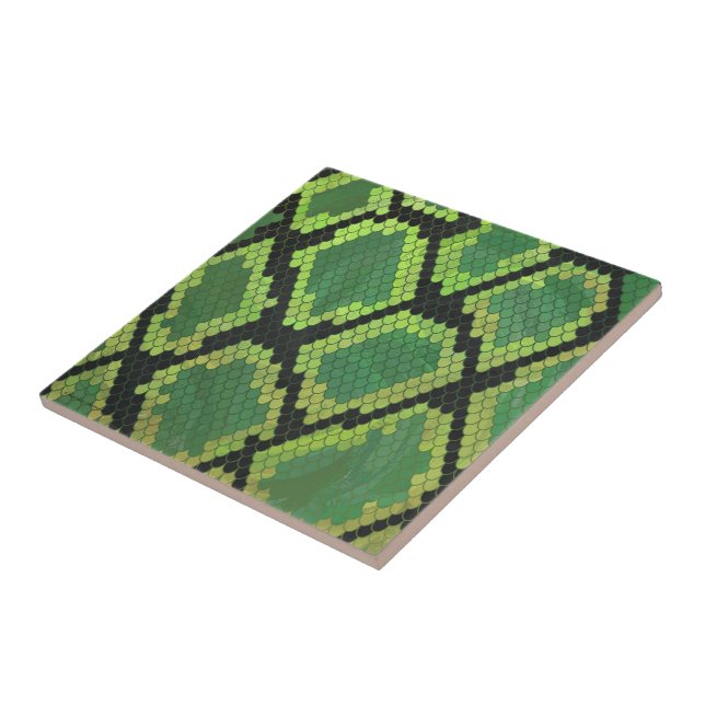 Snake Black and Green Print Tile (Side)