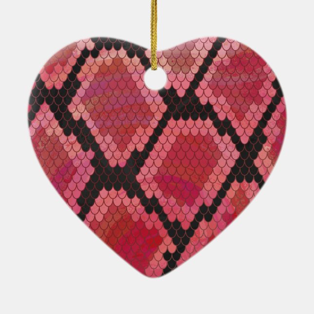 Snake Black and Red Print Ceramic Ornament (Back)