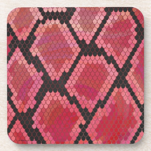 Snake Black and Red Print Coaster (Front)