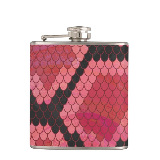 Snake Black and Red Print Hip Flask (Front)