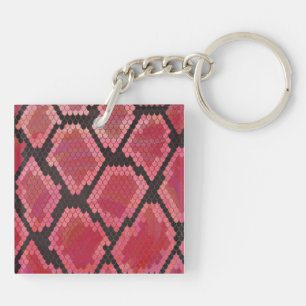 Snake Black and Red Print Keychain