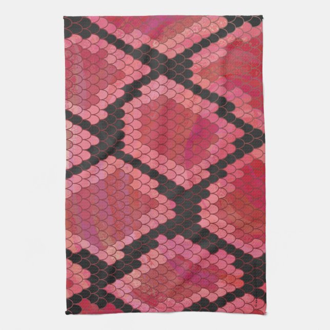 Snake Black and Red Print Kitchen Towel (Vertical)