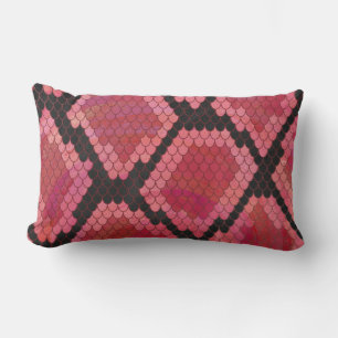 Snake Black and Red Print Lumbar Pillow