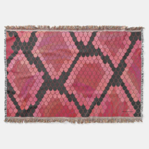 Snake Black and Red Print Throw Blanket