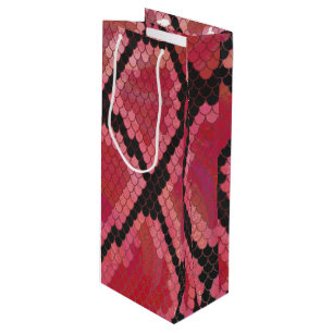 Snake Black and Red Print Wine Gift Bag