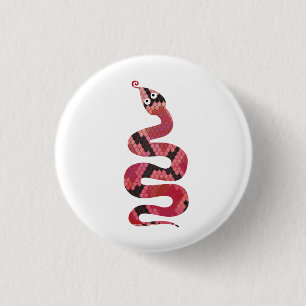 Snake Black and Red Silhouette 1 Inch Round Button
