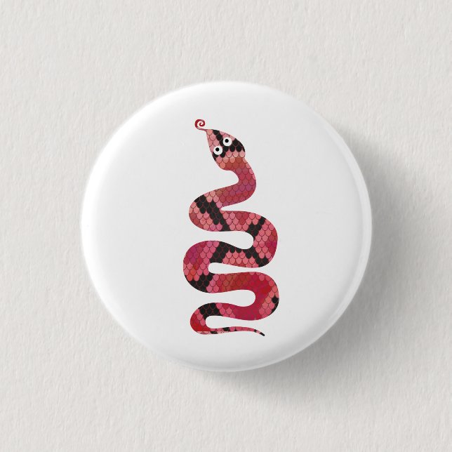 Snake Black and Red Silhouette 1 Inch Round Button (Front)