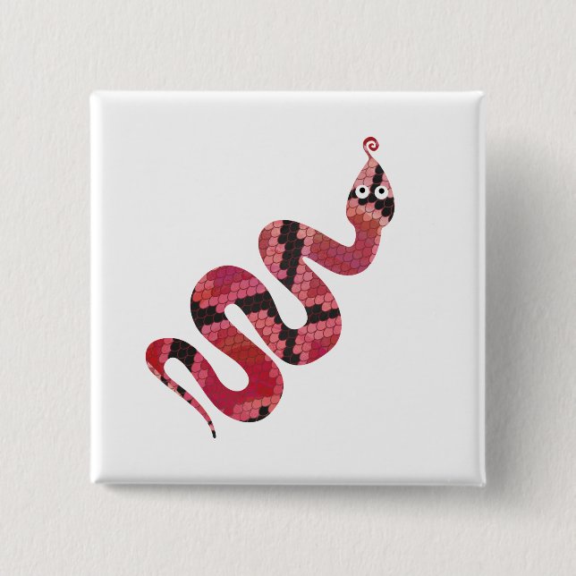 Snake Black and Red Silhouette 2 Inch Square Button (Front)