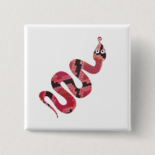Snake Black and Red Silhouette 2 Inch Square Button