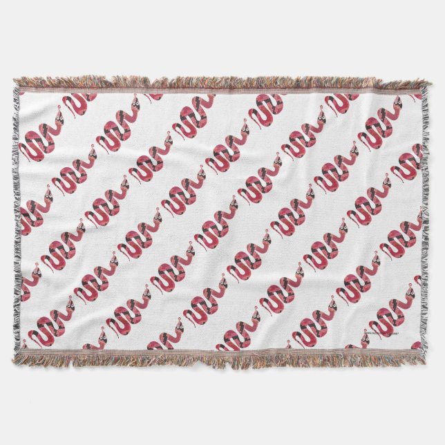 Snake Black and Red Silhouettes Throw Blanket (Front)