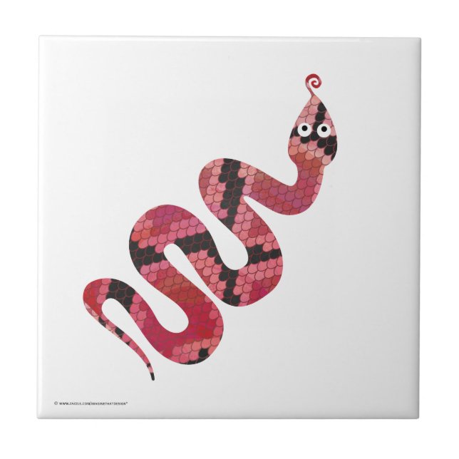 Snake Black and Red Silhouettes Tile (Front)