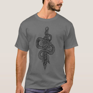 Snake Blade & Rose Serpents Path Luciferian T-Shirt