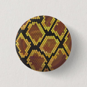 Snake Brown and Gold Print 1 Inch Round Button