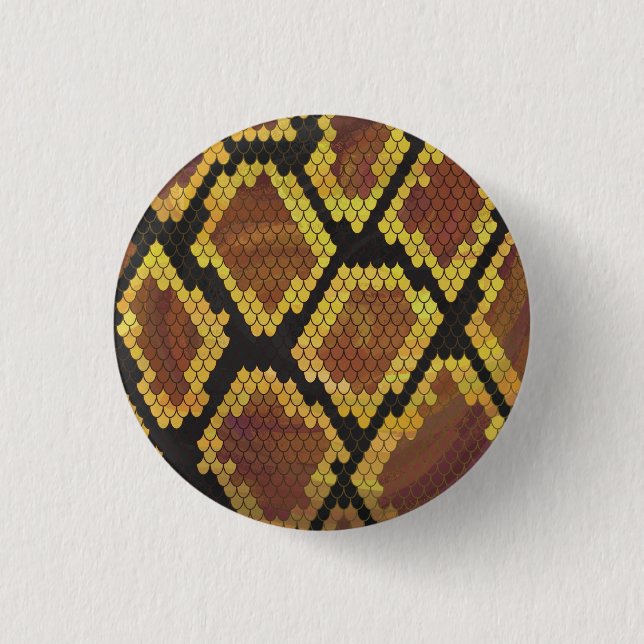 Snake Brown and Gold Print 1 Inch Round Button (Front)